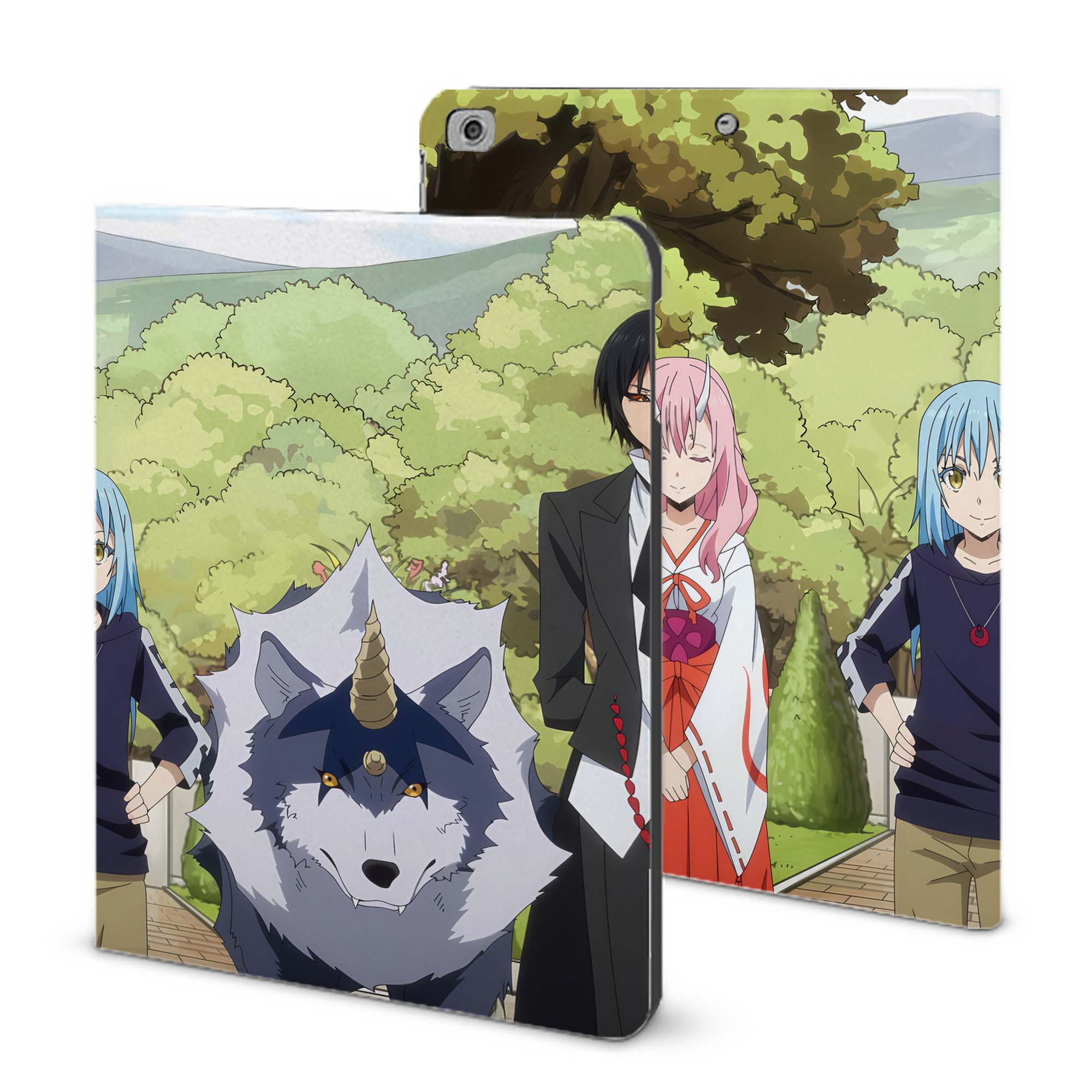 （画像用） 転スラ Regarding Reincarnated to Slime IPad ケース ブック型 PUレザー TPU 耐衝撃 軽量 薄型 ペン収納なし 全面保護 IPad 各モデル対応